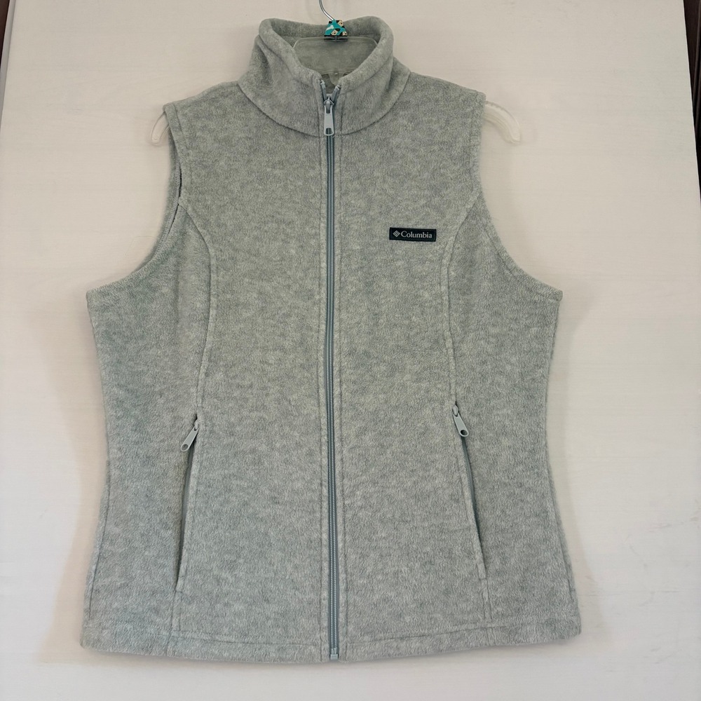 Columbia Benton Springs Fleece Vest Womens Medium Grey Full Zip XL6953